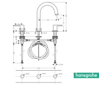 MEDIDAS BATERIA AMERICANA LAVABO VERNIS SHAPE HANSGROHE